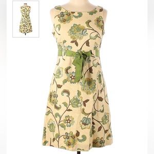 Kim Rogers Linen Cream & Floral bow Dress